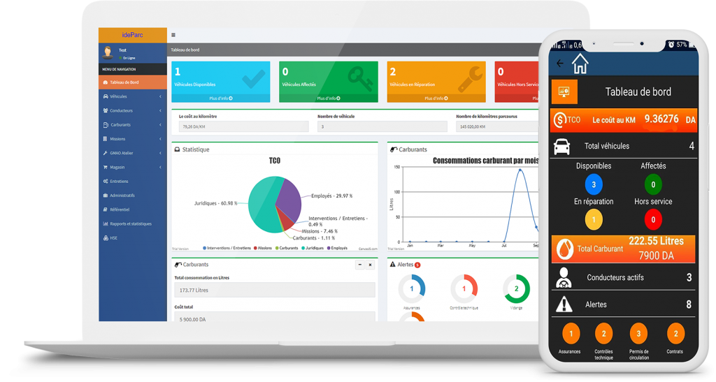 IDE-NET fleet-management dashboard, a company product