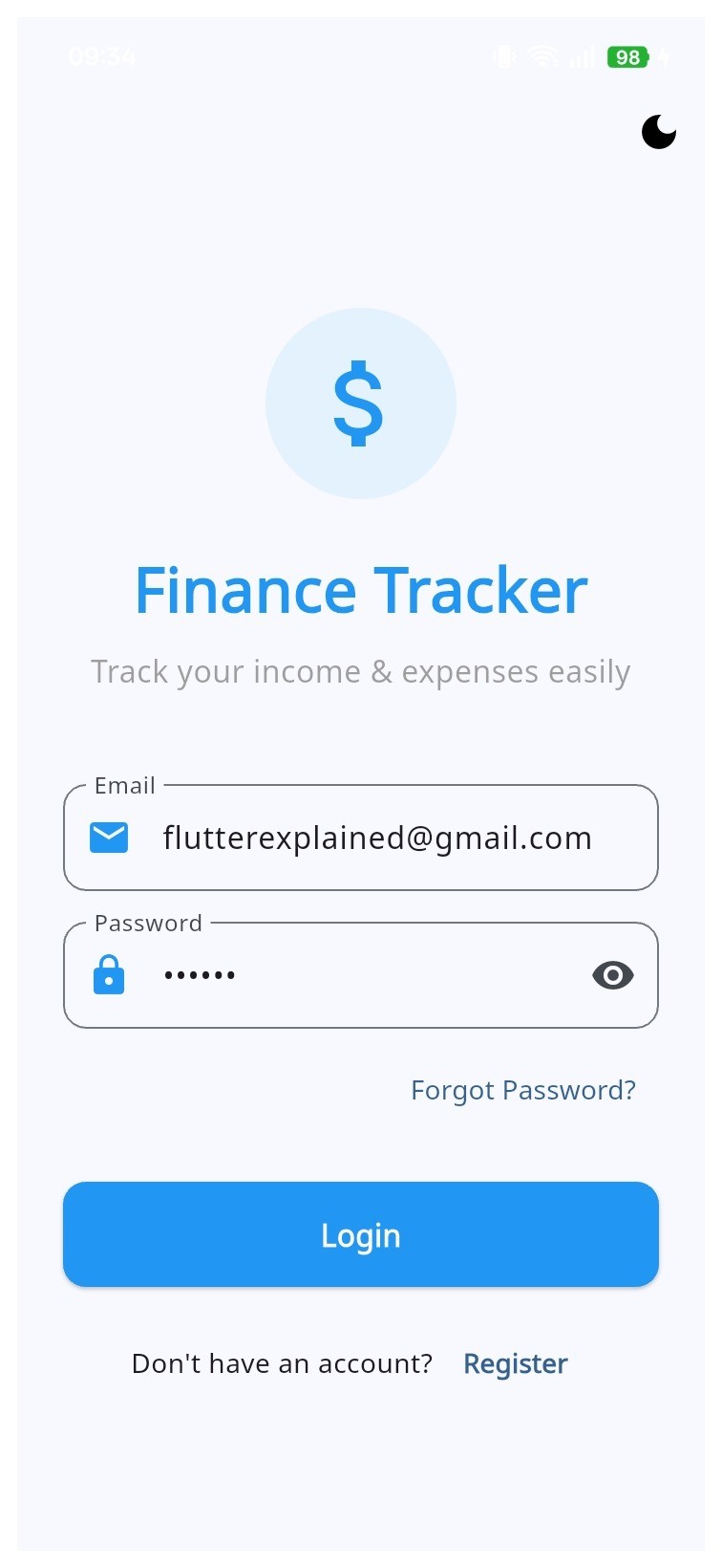 Sign-in screen